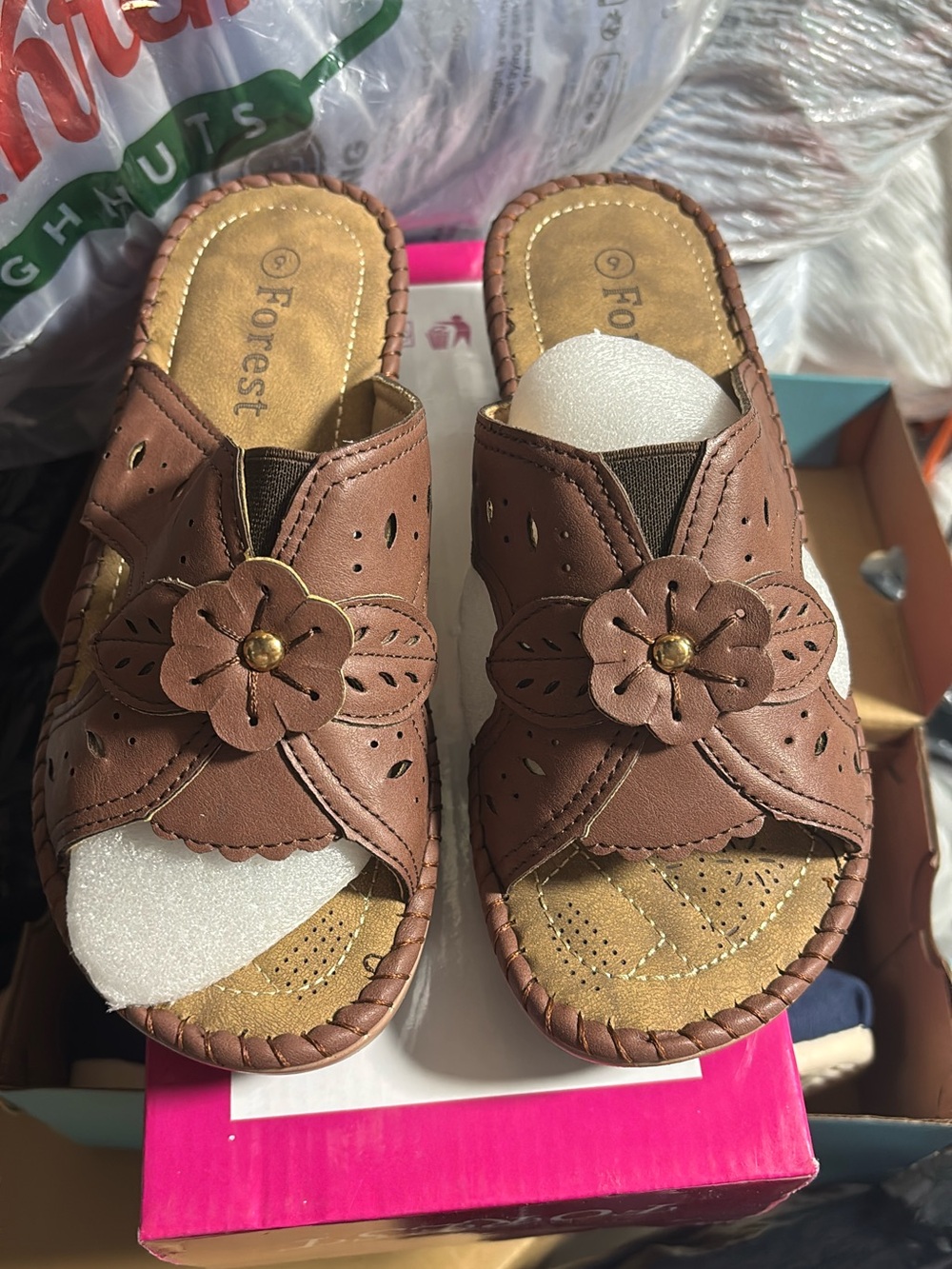 Forest Women's Brown Floral Slide Mules